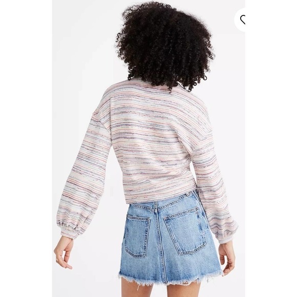 Madewell bubble-sleeve crop top women’s size S rainbow stripe - Picture 4 of 9